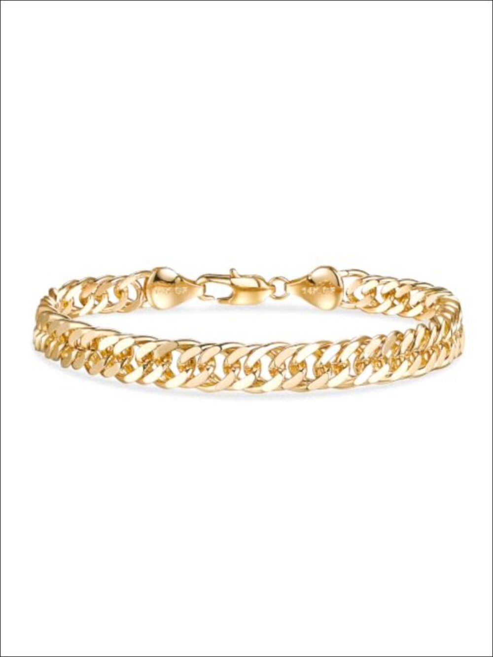 8mm Tight Cuban Link Bracelet, 14K Gold Finish, Diamond-Cut, Secure Buckle
